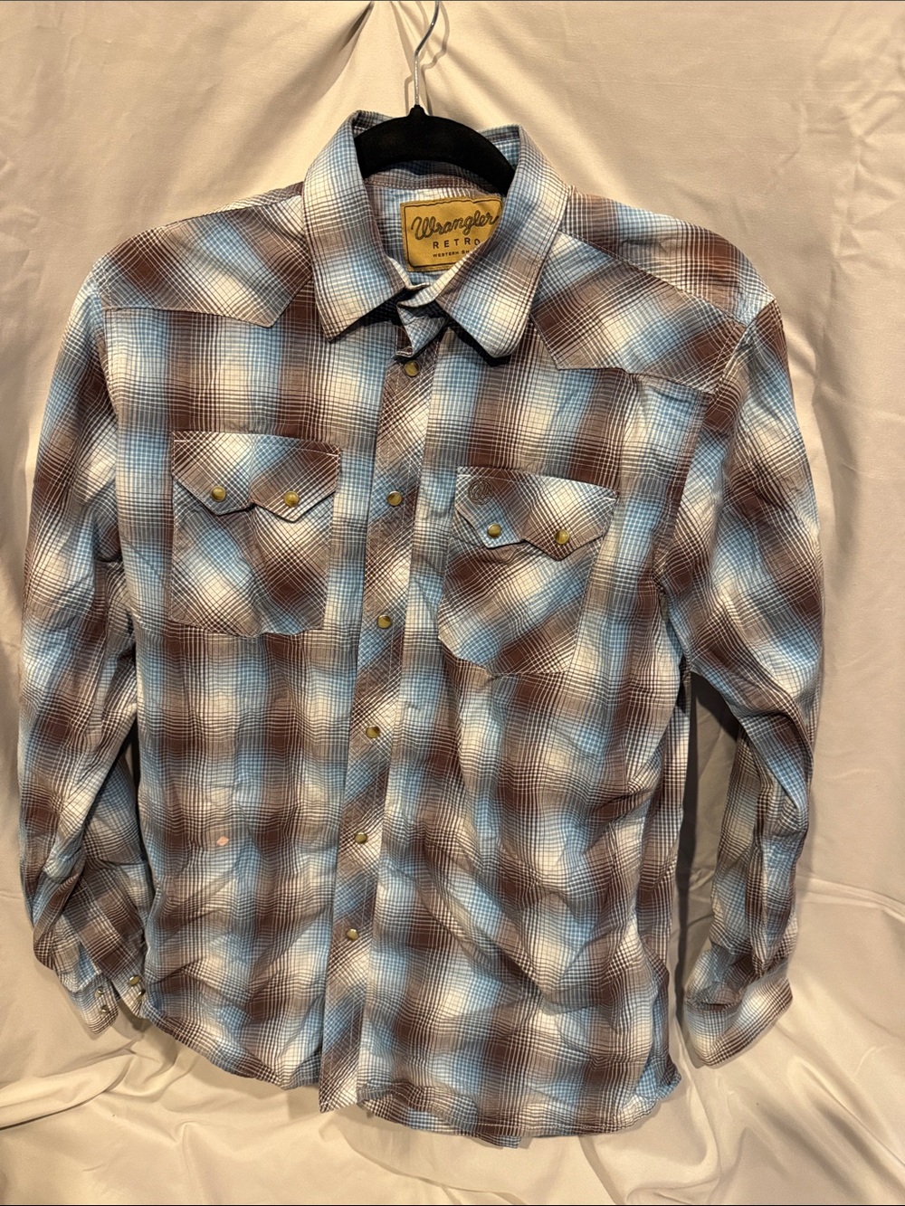 Wrangler Retro Western Plaid Long-Sleeve Shirt - Blue & Brown